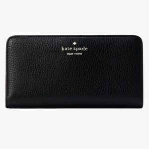 Kate Spade NY Dumpling Large Slim Bifold Wallet Pebbled Leather - Black
